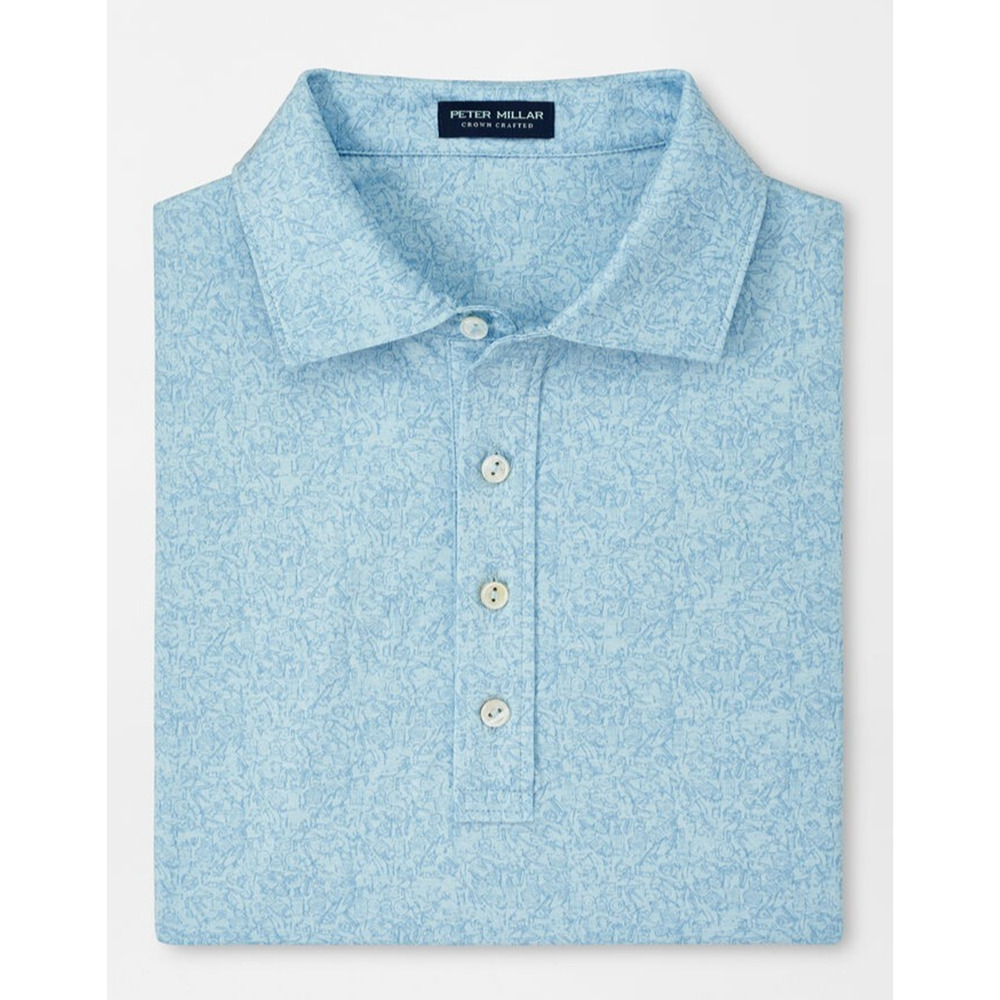 Peter Millar 2XL Crown Sport Clean Shaven Performance Polo Shirt Blue Frost $125